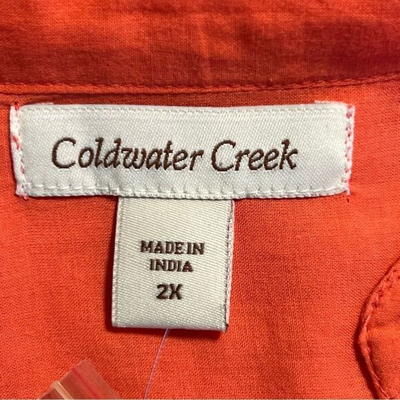 Coldwater Creek Womens Cotton Button Up Top Sz 2X Embroidered Loose Cottagecore - Picture 6 of 7